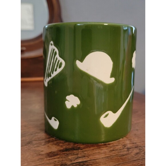 Vintage Relpo Green Harp Lucky 4 Leaf Clover Mug St. Patrick's Day Leprech Japan - Picture 2 of 7